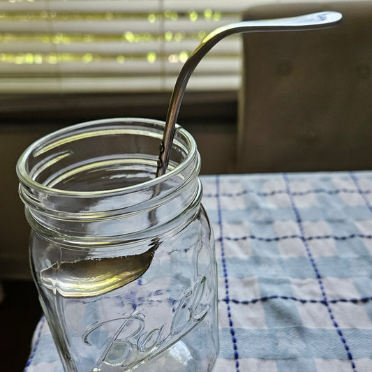 Serving Spoon, Mustard / Condiment Spoon, Curved with Hook, Silver Plate, Vintage