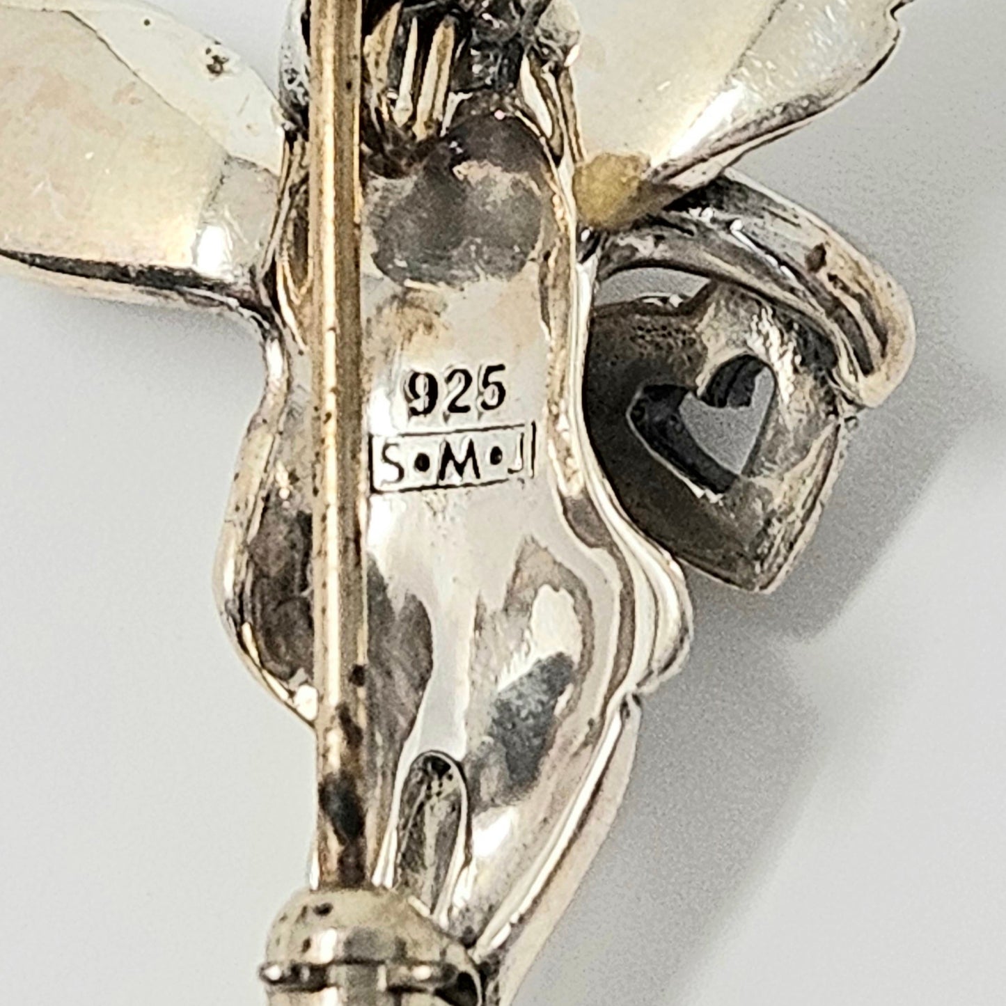 Brooch / Pin, Judith Jack, Marcasite Cupid Angel with Open Heart, Sterling Silver, Vintage