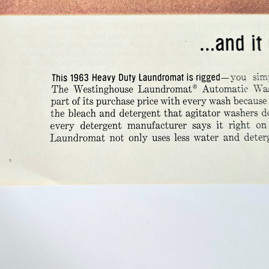 Advertisement, Westinghouse Washing Machine, Laundromat Automatic Washer, Original Magazine Ad, Vintage 1963