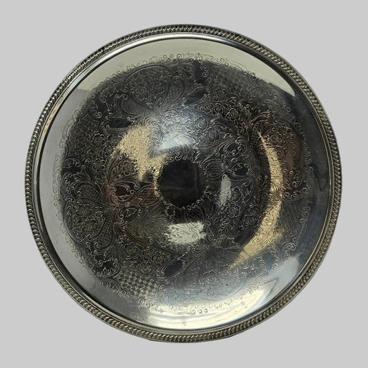 Tray, Silverplate Etched Aspic Serving Platter, English Silver Mfg Corp, 18.5", Vintage 1950s