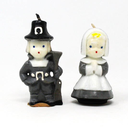 Candle, Gurley Novelty, Figural Pilgrims Thanksgiving Candles, Set of 2, Vintage, SOLD