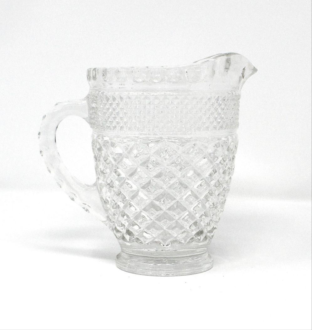 Milk Pitcher, Anchor Hocking, Wexford, Glass Pint Pitcher, 16 oz, Vintage, 1970's