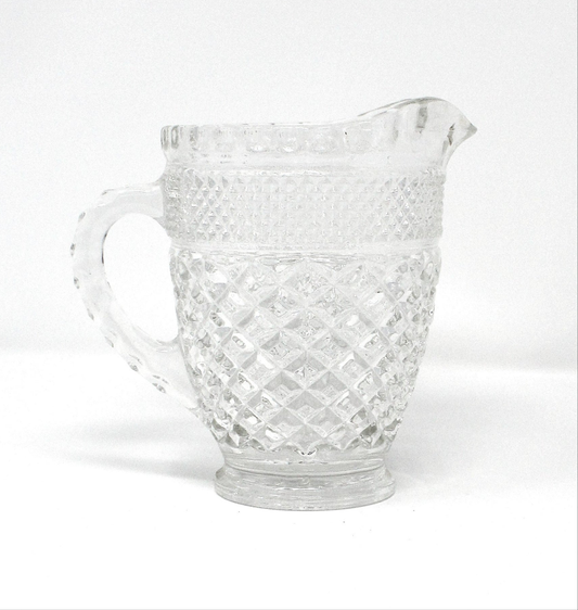 Milk Pitcher, Anchor Hocking, Wexford, Glass Pint Pitcher, 16 oz, Vintage, 1970's