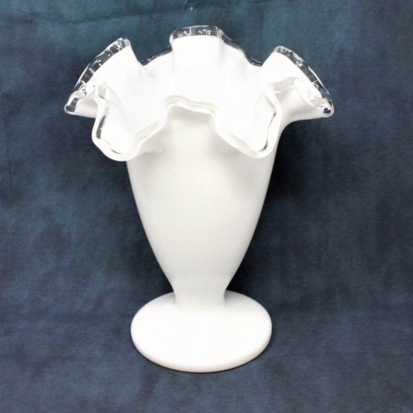 Vase, Fenton, Silver Crest Double Crimped Vase, 6" Vintage