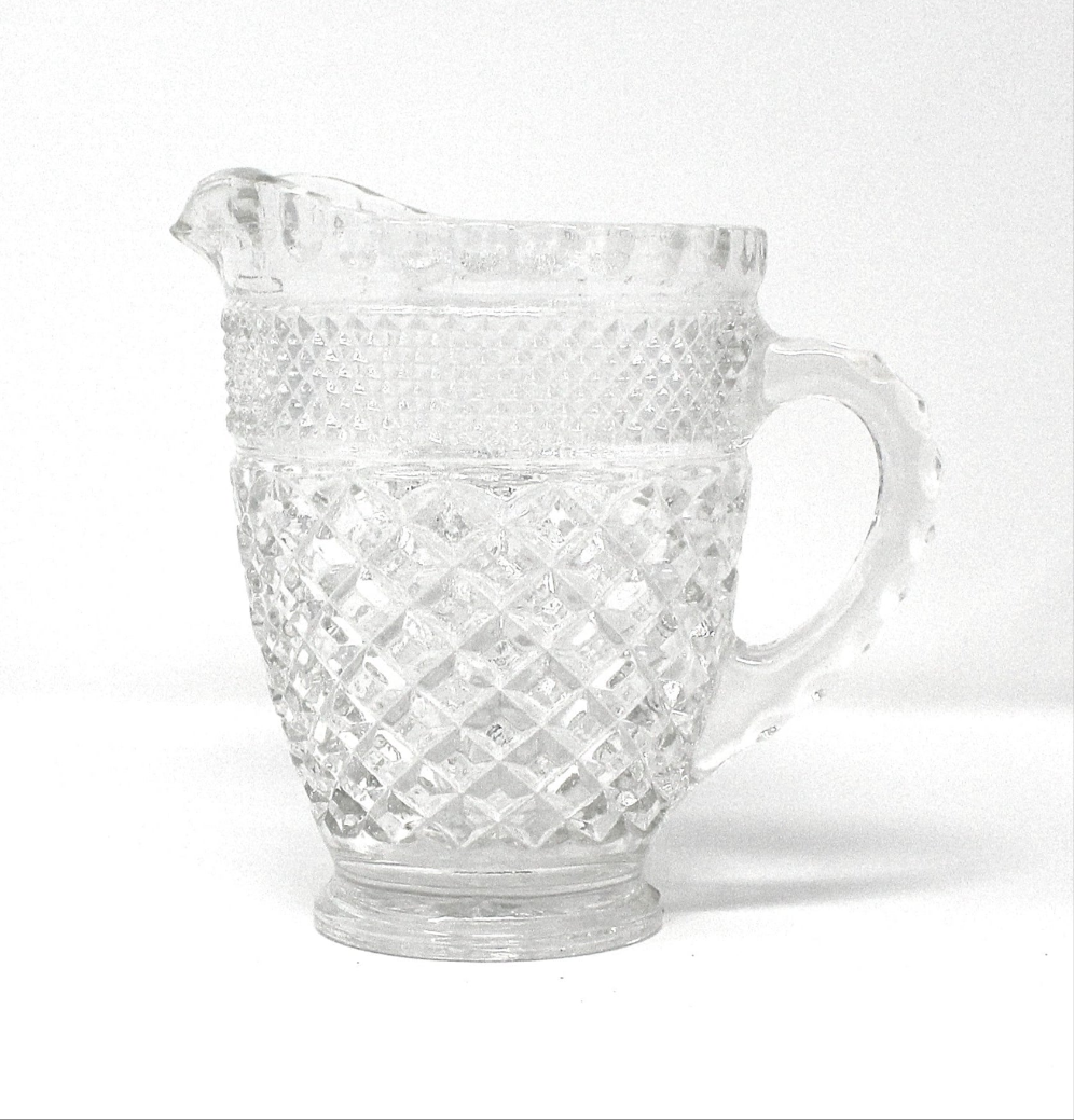 Milk Pitcher, Anchor Hocking, Wexford, Glass Pint Pitcher, 16 oz, Vintage, 1970's