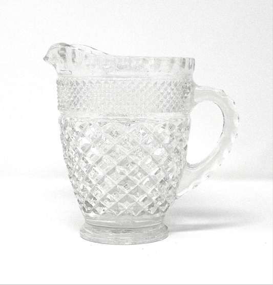 Milk Pitcher, Anchor Hocking, Wexford, Glass Pint Pitcher, 16 oz, Vintage, 1970's