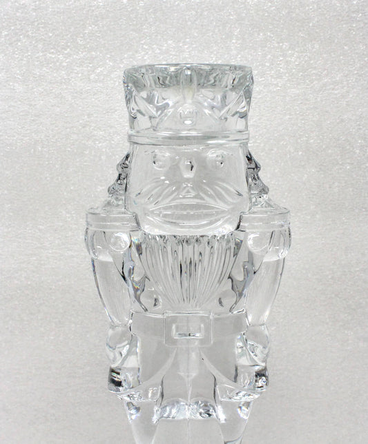 Candle Holder, Christmas Nutcracker, Crystal Clear Ind, 24% Lead Crystal, Vintage