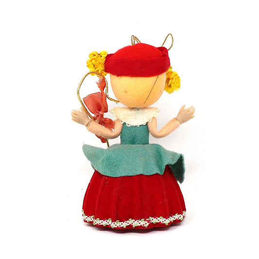 Ornaments, Little Bo Peep Christmas Ornament, Flocked, Kitsch, Vintage RARE