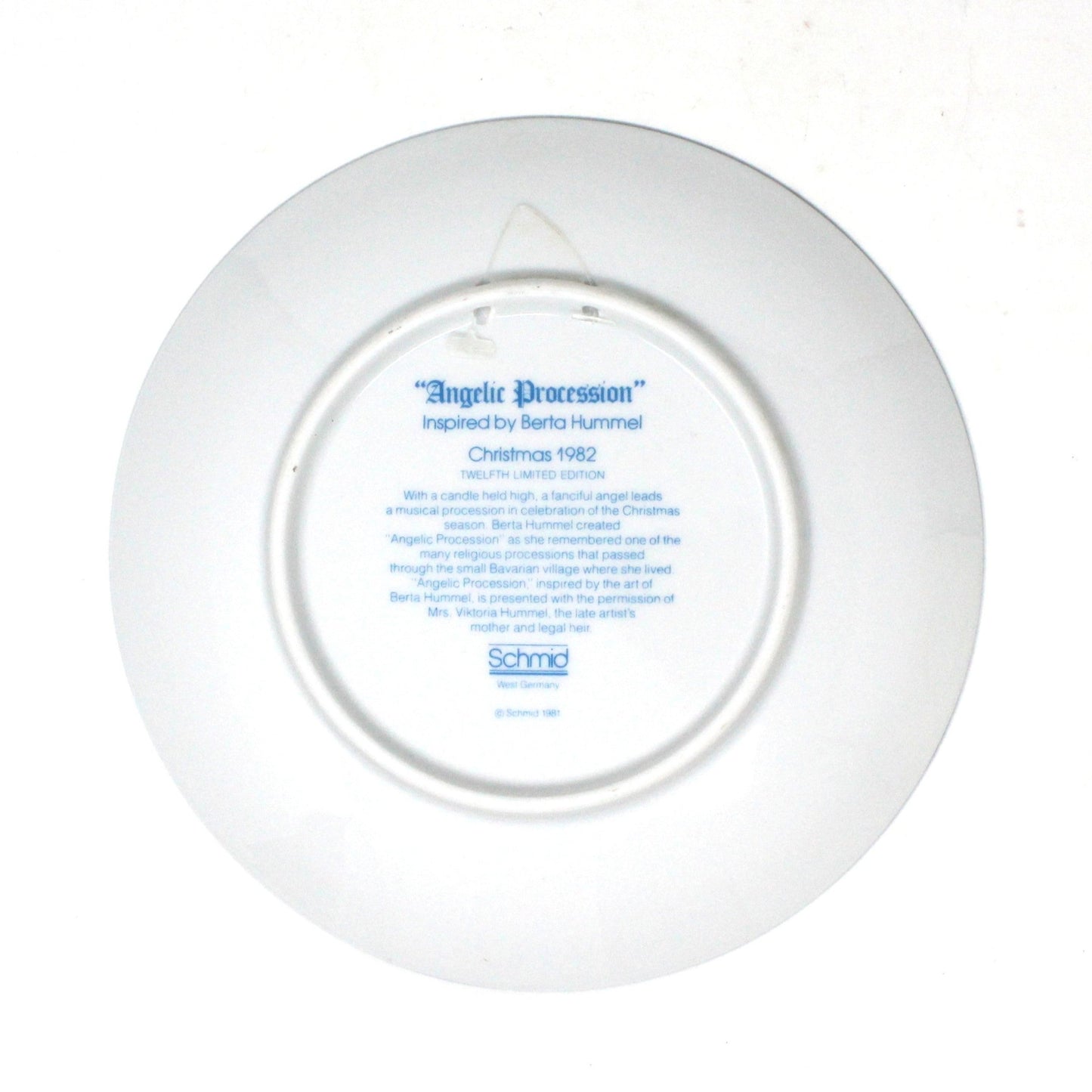 Decorative Plate, Schmid Brothers, Christmas Plate Hummel 1982, Angelic Procession, In Box, Vintage