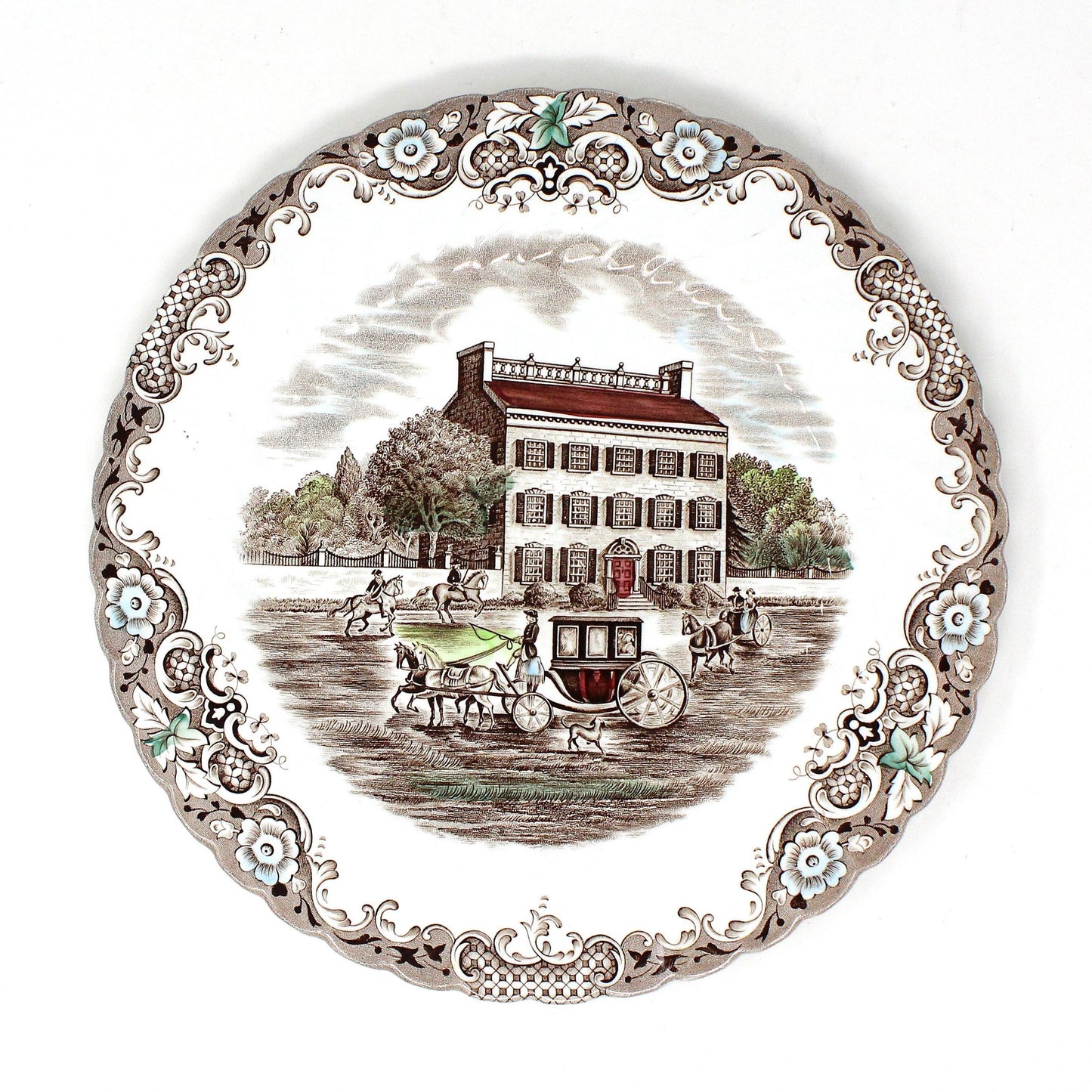 Dinner Plate, Johnson Bros, Heritage Hall Brown Multicolor, Vintage Ironstone, England, 1980's