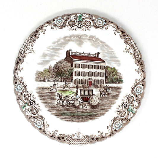Dinner Plate, Johnson Bros, Heritage Hall Brown Multicolor, Vintage Ironstone, England, 1980's