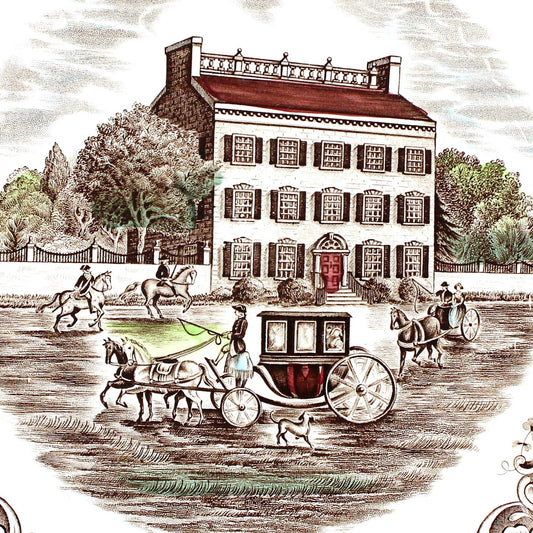 Dinner Plate, Johnson Bros, Heritage Hall Brown Multicolor, Vintage Ironstone, England, 1980's