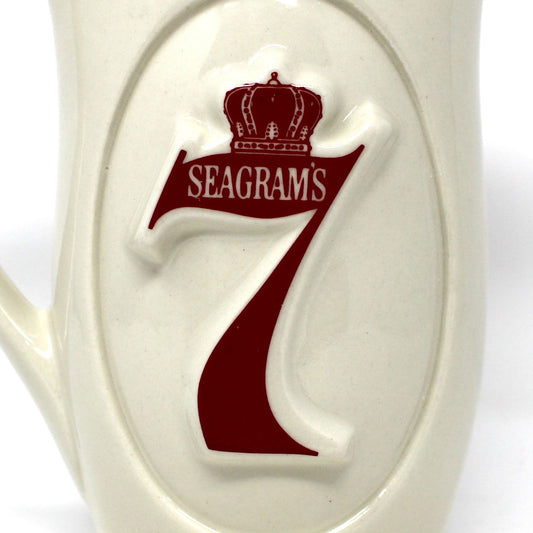 Pitcher: Seagram's 7 Crown, High-Relief 7 Logo Both Sides, McCoy, 24 oz, Vintage 1960s