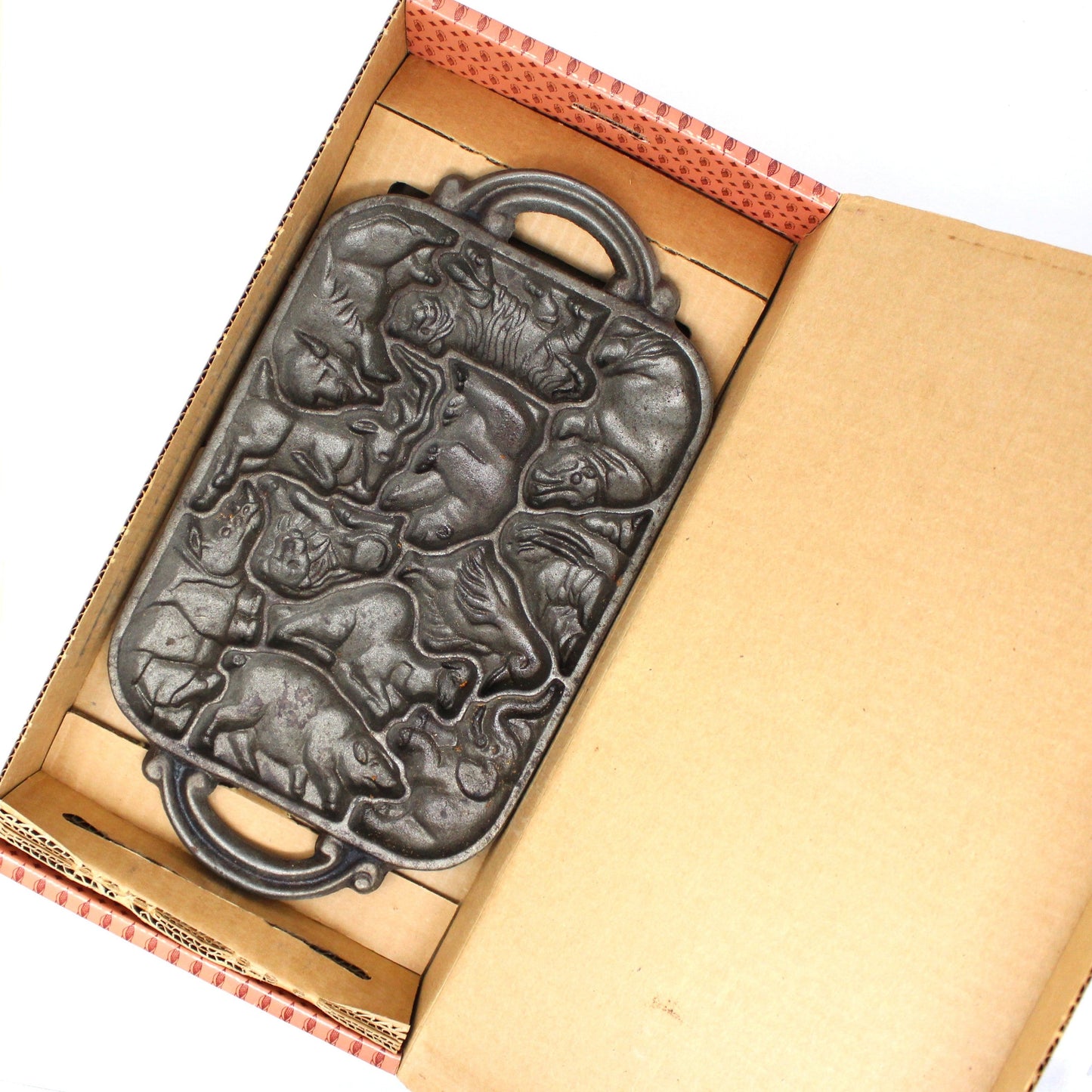 Baking Mold, Animal Shaped Puzzlemold, Cast Iron, John Wright 1984 Classic Gourmet, In Original Box, Vintage