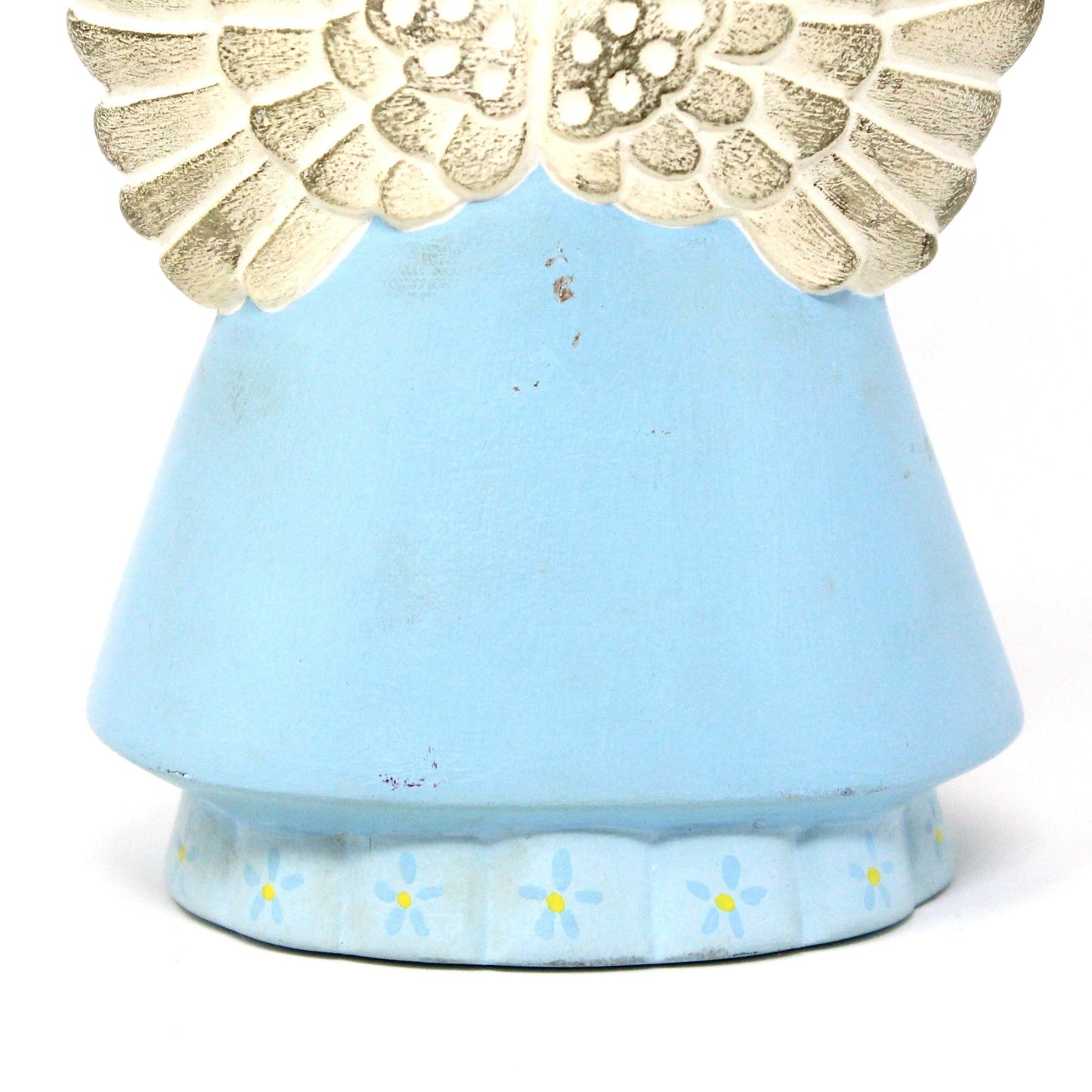 Figurine, Choir Angel, Singing Angel, Caroler, Hand Painted Ceramic, Hobbyist Mold, Christmas Decor, Blue & White, Vintage, 1970's