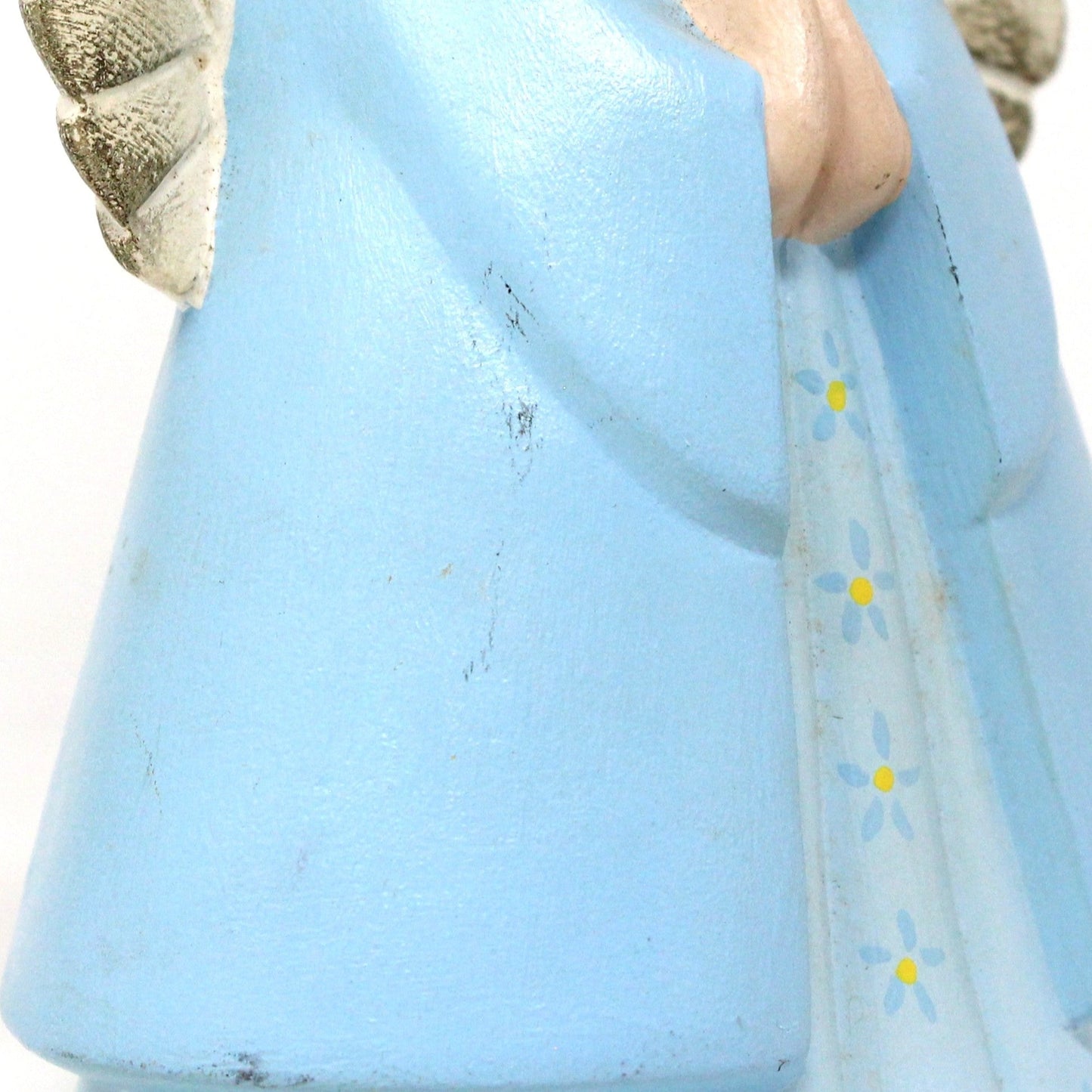 Figurine, Choir Angel, Singing Angel, Caroler, Hand Painted Ceramic, Hobbyist Mold, Christmas Decor, Blue & White, Vintage, 1970's