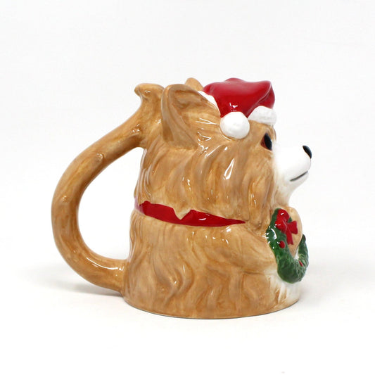 Mug, Corgi with Santa Hat, Christmas Coffee Mug, Upside Down, Ceramic, EDG Italy, 2000's