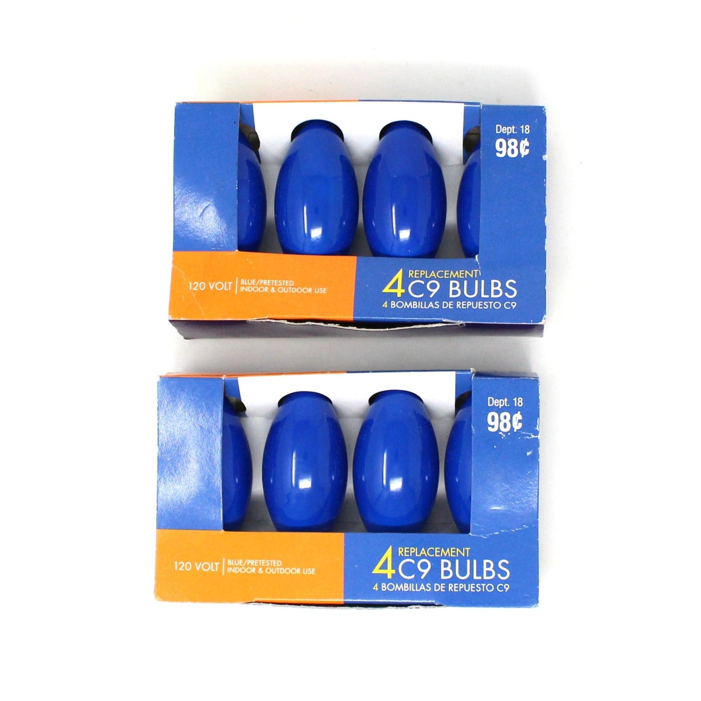 Decorative Christmas Light Bulbs, C-9 In Box/4 Per Box, Set of 2 (8 Bulbs), Vintage