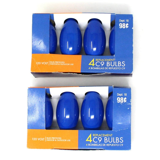 Decorative Christmas Light Bulbs, C-9 In Box/4 Per Box, Set of 2 (8 Bulbs), Vintage