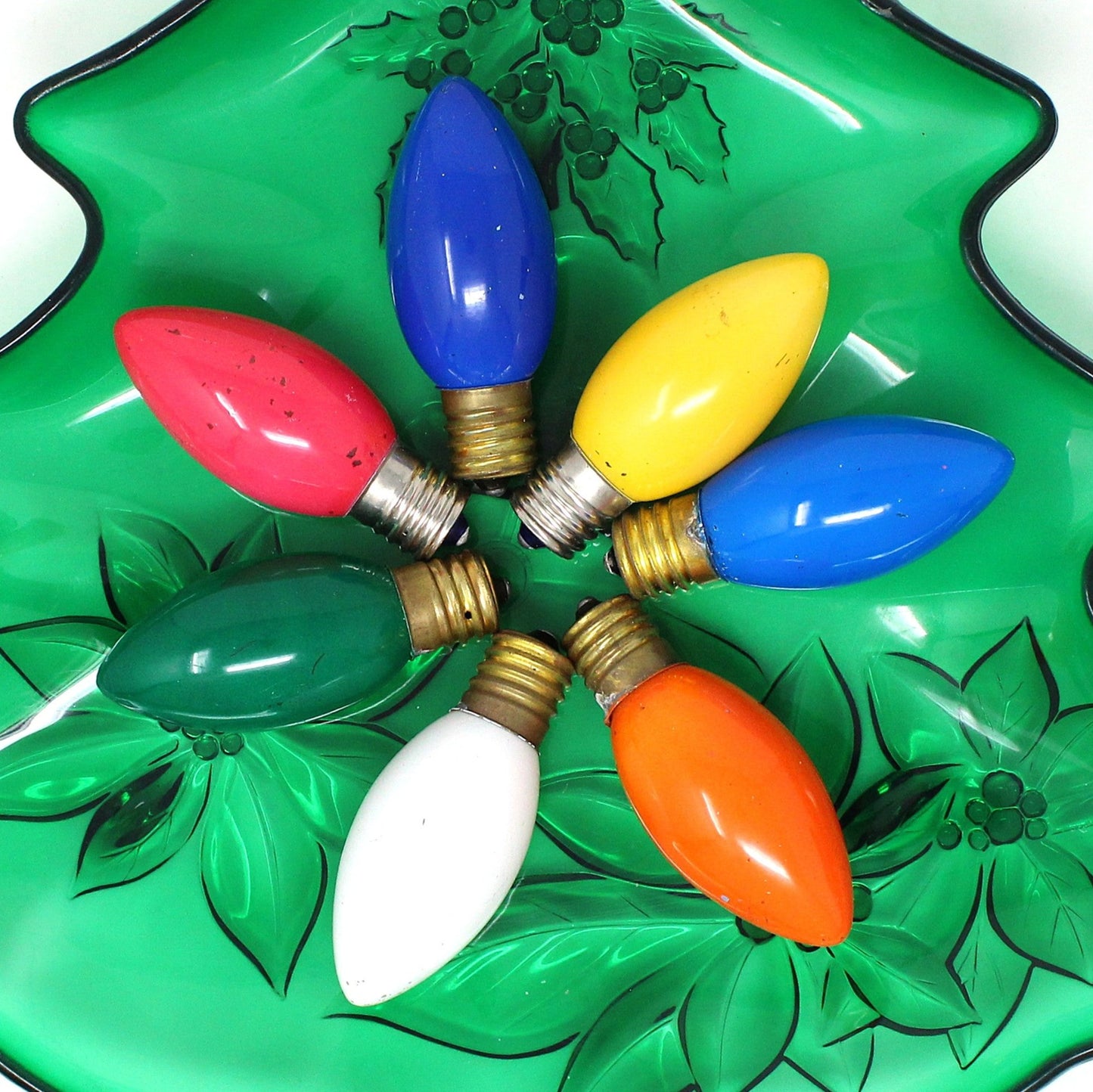 Decorative Christmas Lightbulbs, C-9 Multicolor Bulbs, Set of 7, Vintage