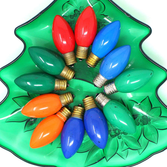 Decorative Christmas Lightbulbs, C-9 Multicolor Bulbs, Set of 12, Vintage