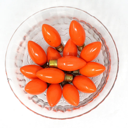 Decorative Christmas Lightbulbs, C-9 Orange Bulbs, Set of 14, Vintage