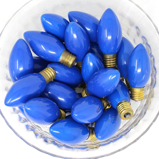 Decorative Christmas Lightbulbs, C-9 Navy Blue Bulbs, Set of 25, Vintage