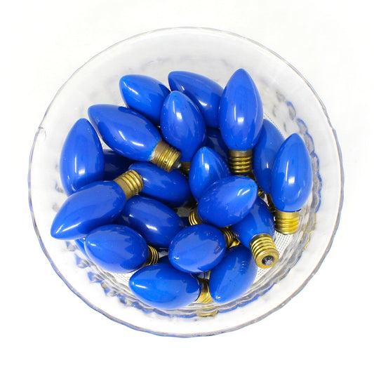 Decorative Christmas Lightbulbs, C-9 Navy Blue Bulbs, Set of 25, Vintage