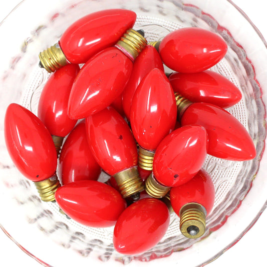 Decorative Christmas Lightbulbs, C-9 Red Bulbs, Set of 18, Vintage