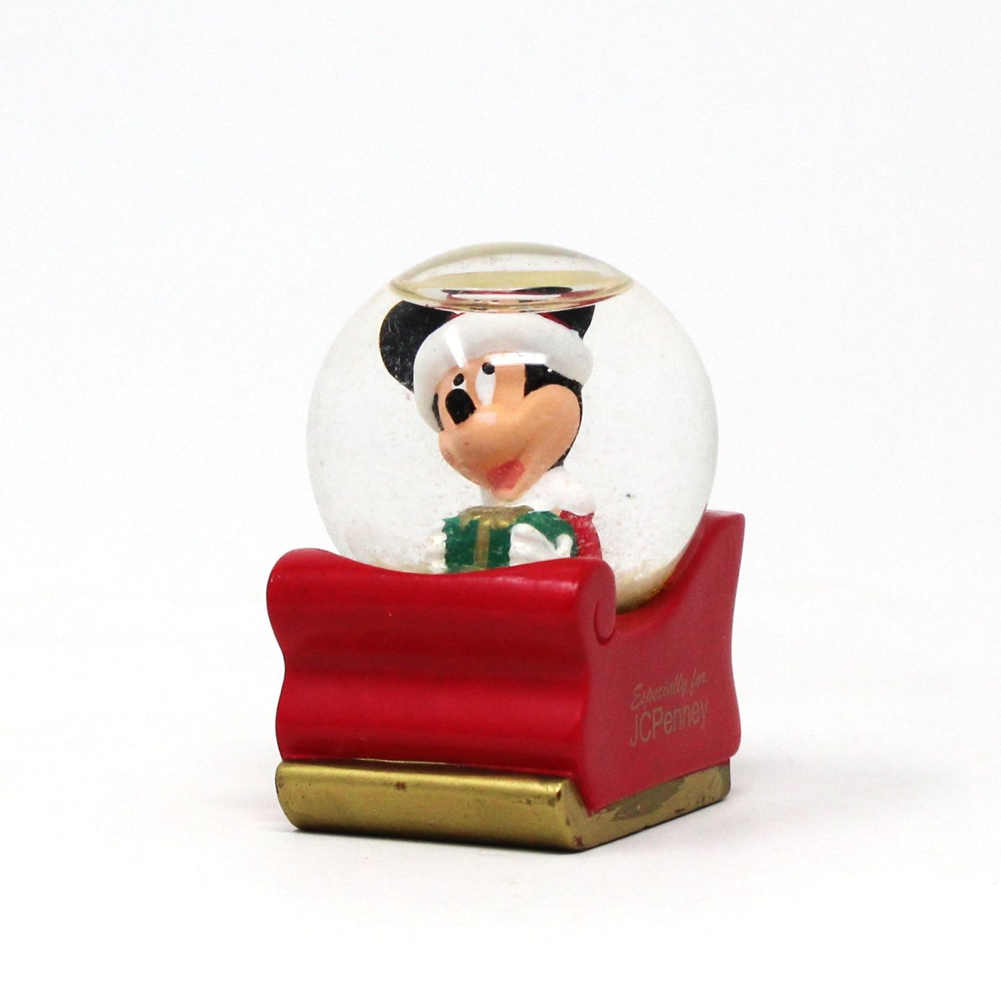 Snowglobe, Disney, Mickey Mouse in Sleigh, Mini Christmas Snow Globe, JC Penney 2003