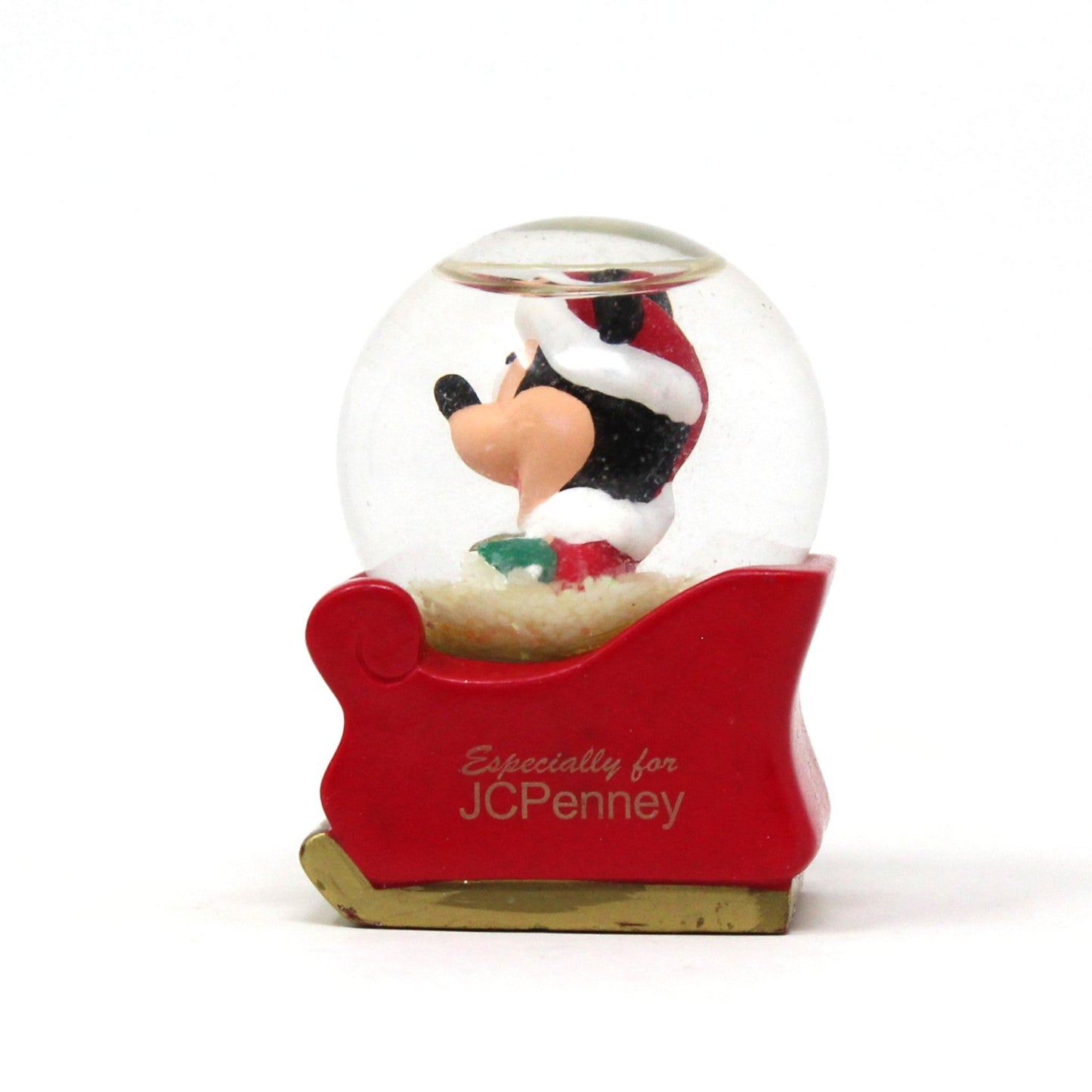 Snowglobe, Disney, Mickey Mouse in Sleigh, Mini Christmas Snow Globe, JC Penney 2003