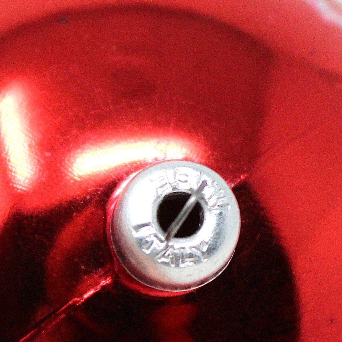 Ornaments, Yuletide, Red, White & Blue Ball Ornament, Stenciled Glitter, Unbreakable, Vintage Italy