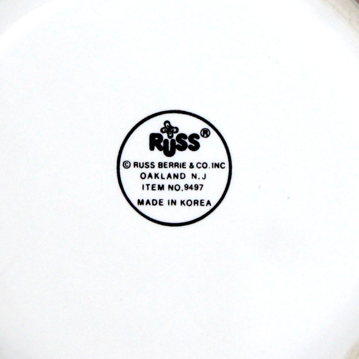 Mug, Russ Berrie, Coffee Mug, Christmas Santas with Hearts #9497, Ceramic, Vintage, 1980's