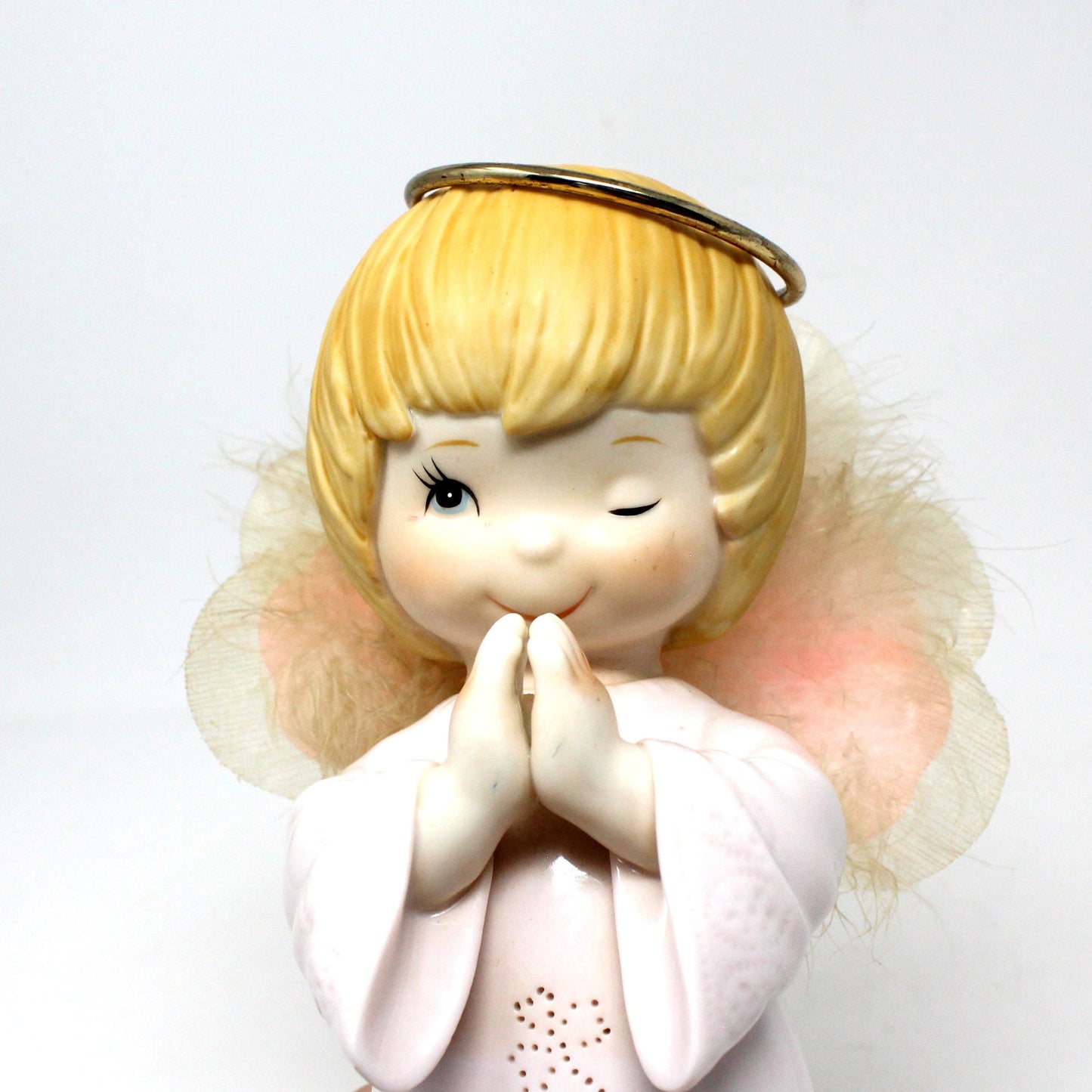 Night Light / Accent Light, Winking Praying Angel, Fiber Optic, NOT WORKING, Vintage