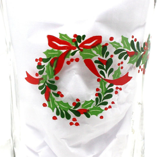 Mug, Libbey, Irish Coffee Mug, Christmas Holly Wreath & Ribbon Garland, Holiday Pattern, Vintage, 1980's