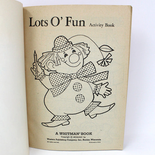Coloring Book, Lots O' Fun, Whitman Western Publishing, Vintage 1975