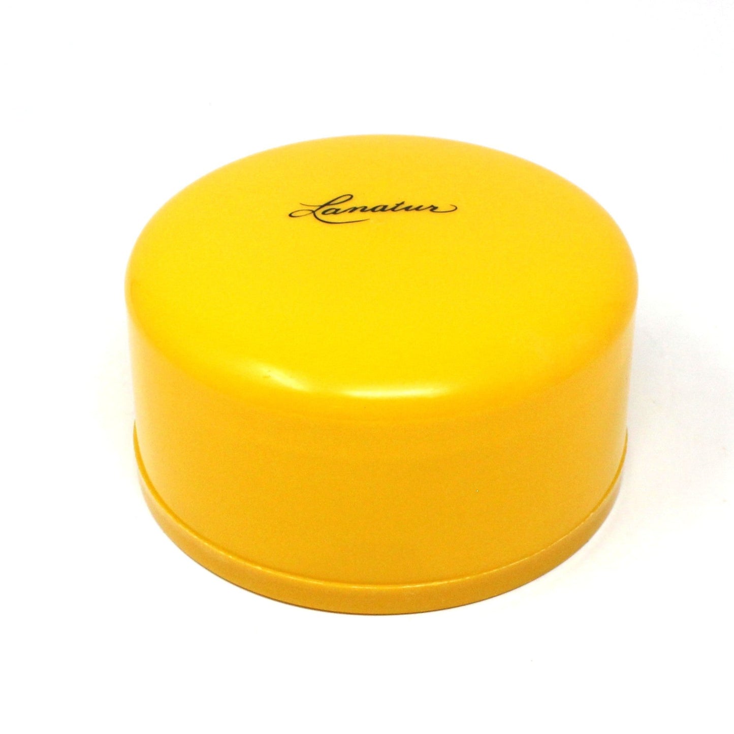 Box, Dusting Powder Box, Lanatur, Yellow Plastic, Vintage, 1970's