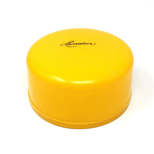 Box, Dusting Powder Box, Lanatur, Yellow Plastic, Vintage, 1970's