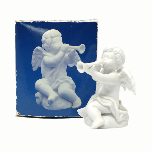 Figurine, Avon, Cherub Angel Nativity Collectibles, White Porcelain, In Original Box, Vintage, 1989