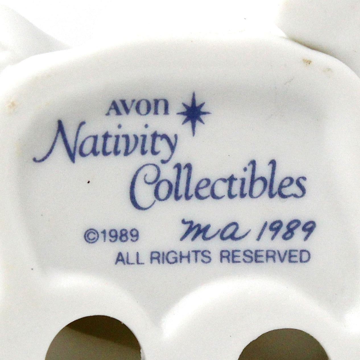 Figurine, Avon, Cherub Angel Nativity Collectibles, White Porcelain, In Original Box, Vintage, 1989