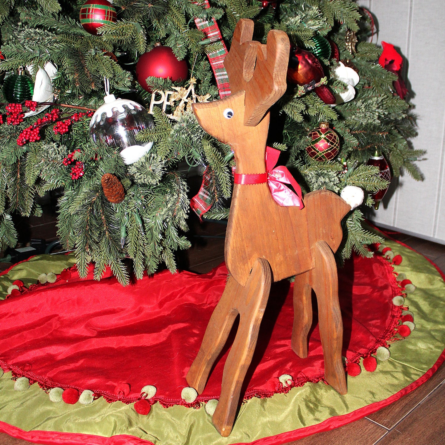 Reindeer, Wooden Christmas Deer, Hand Made, Free Standing, Interlocking Pieces, Vintage