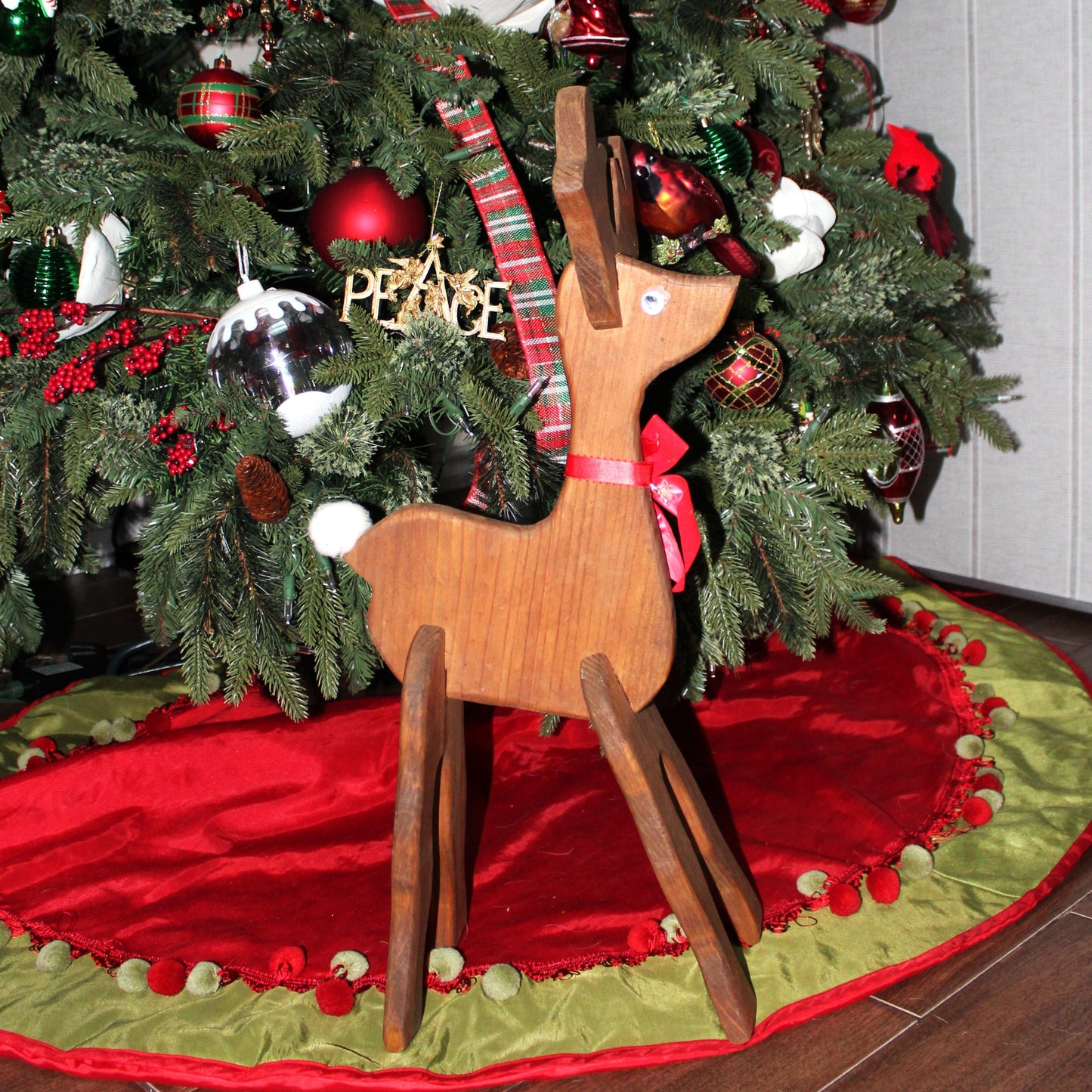 Reindeer, Wooden Christmas Deer, Hand Made, Free Standing, Interlocking Pieces, Vintage