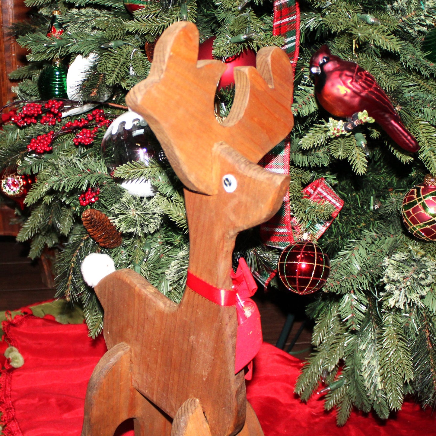 Reindeer, Wooden Christmas Deer, Hand Made, Free Standing, Interlocking Pieces, Vintage