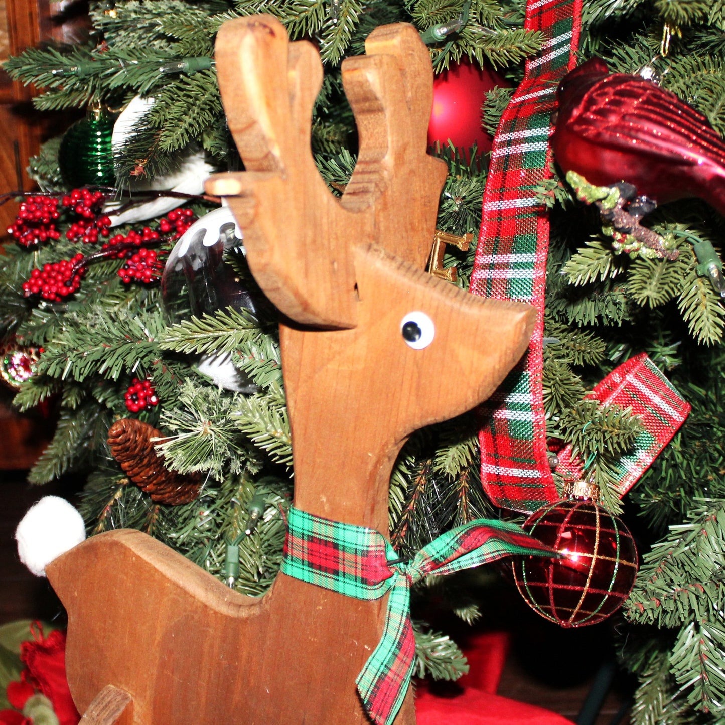 Reindeer, Wooden Christmas Deer, Hand Made, Free Standing, Interlocking Pieces, Vintage