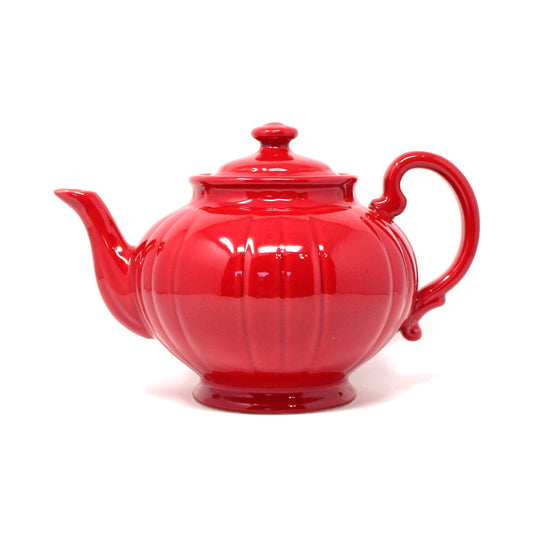 Teapot, PV Peasant Village, Large Red Ceramic Teapot, Italian Pottery, Vintage, SOLD