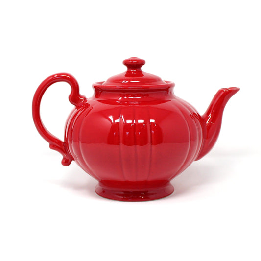 Teapot, PV Peasant Village, Large Red Ceramic Teapot, Italian Pottery, Vintage, SOLD