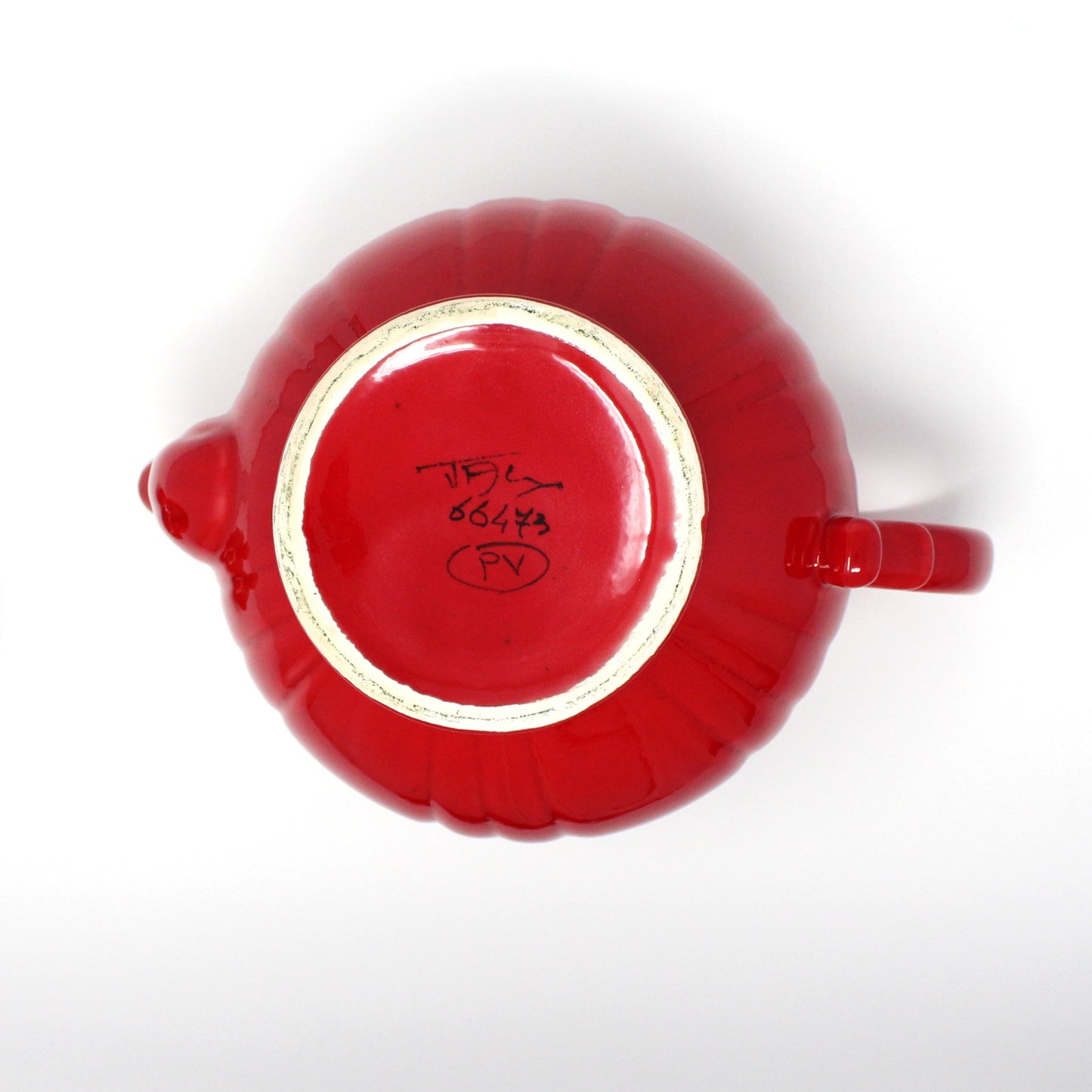 Teapot, PV Peasant Village, Large Red Ceramic Teapot, Italian Pottery, Vintage, SOLD