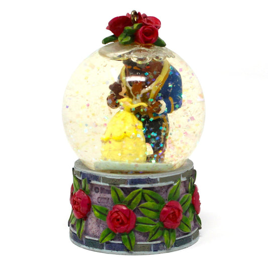 Snow Globe, Disney Beauty and the Beast Dancing Couple, Roses on Globe & Base, Mini, China, Vintage 1993