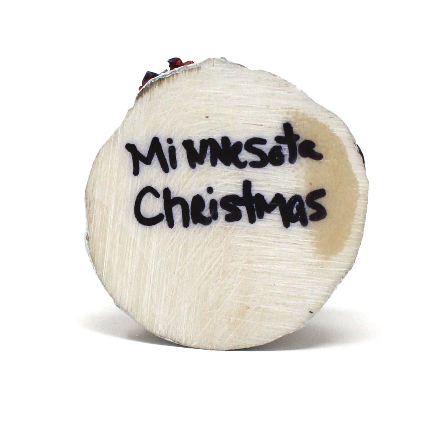 Snowglobe, Wooden Thin Santa Figure with Christmas Tree, Mini Snow Globe, Tree Stump Base w/Gifts, Collectible, Vintage, 1980's