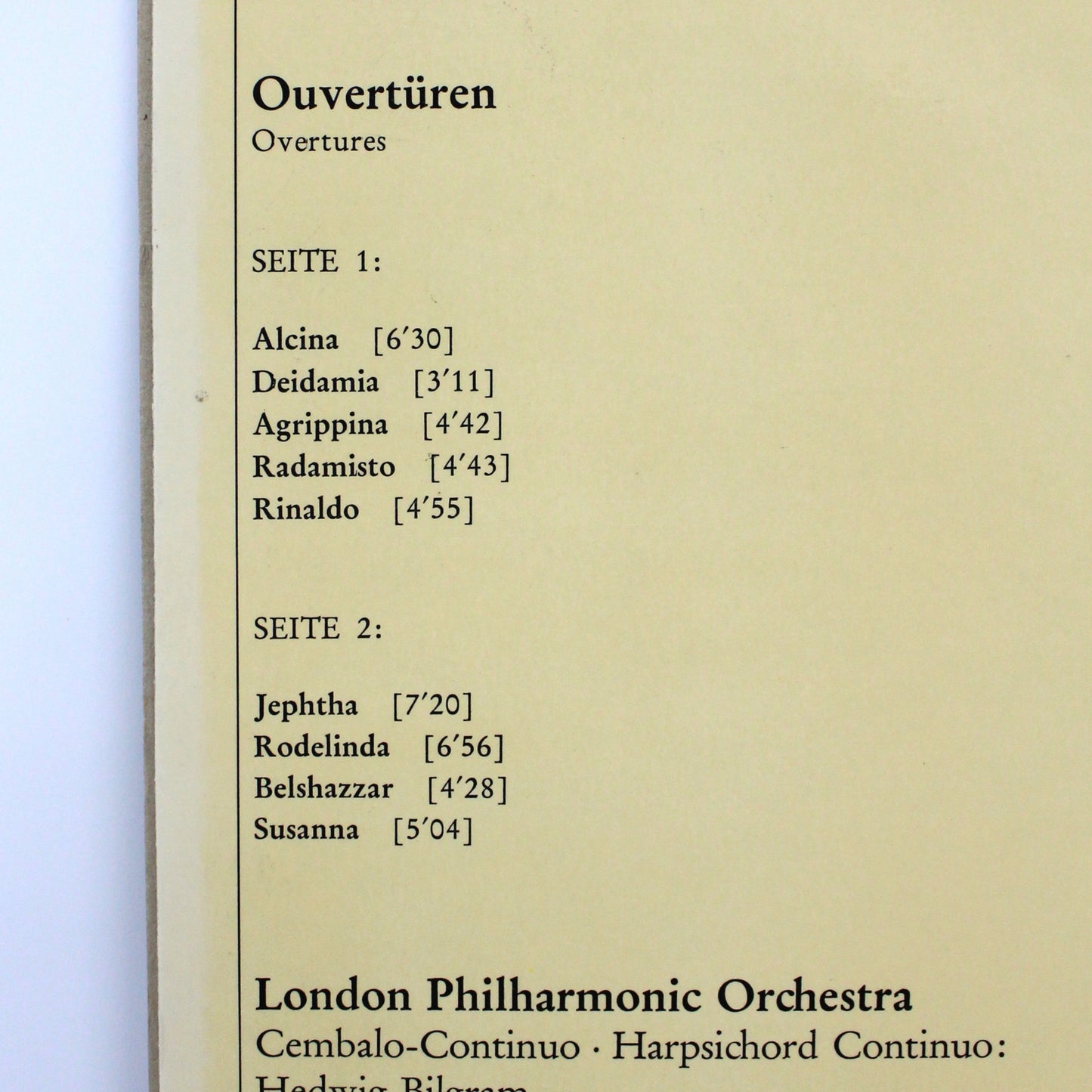 Record Album, GF Handel Overtures, London Philharmonic Orchestra, 1973, Polydor, Vintage Vinyl, USED, EX